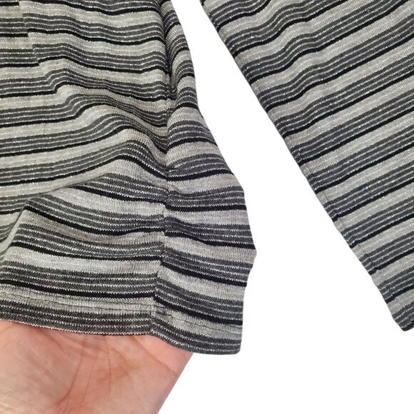 TALBOTS Sweater SZ XL Black Silver Metallic Stripes Knit‎ Long Sleeves Academia - Picture 4 of 7
